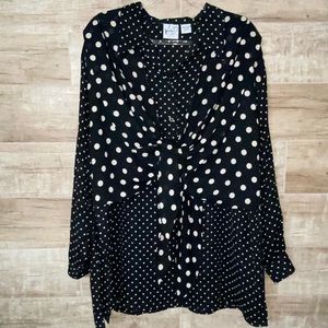 Bow Dressy Glam Dots Scarf Buttonup Blouse 22/24 Plus